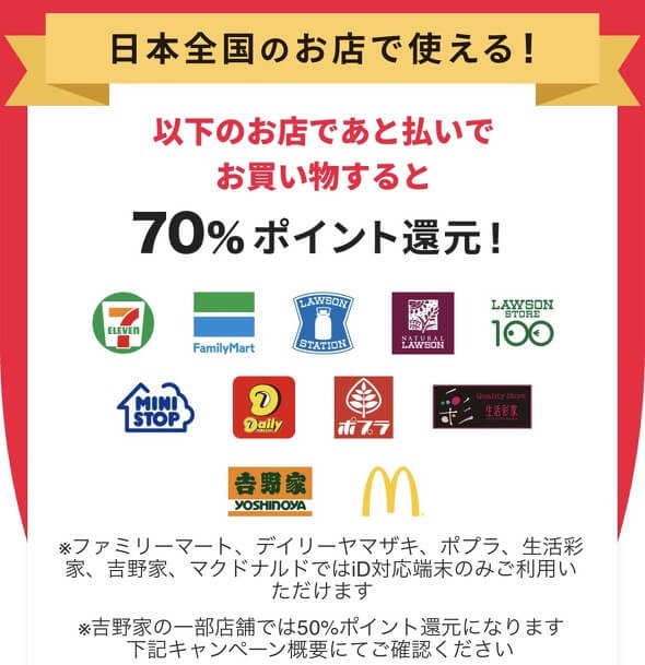LINE Payの70%還元の店